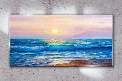 Tablou sticla Coasta valurilor soarele
