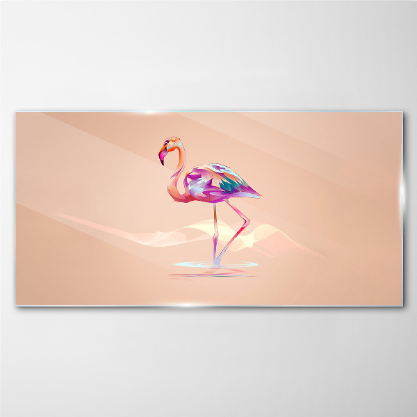Tablou sticla Flamingo roz pe fundal pastel