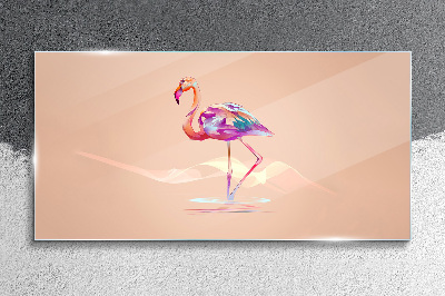 Tablou sticla Flamingo roz pe fundal pastel