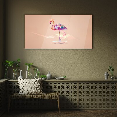 Tablou sticla Flamingo roz pe fundal pastel