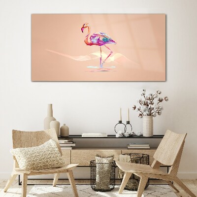 Tablou sticla Flamingo roz pe fundal pastel