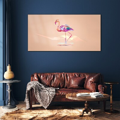 Tablou sticla Flamingo roz pe fundal pastel
