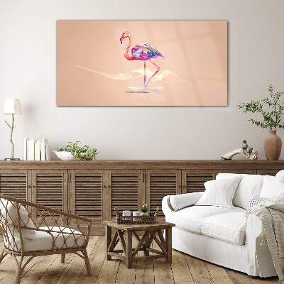 Tablou sticla Flamingo roz pe fundal pastel