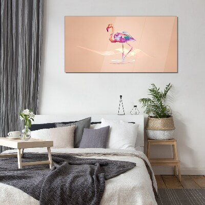 Tablou sticla Flamingo roz pe fundal pastel