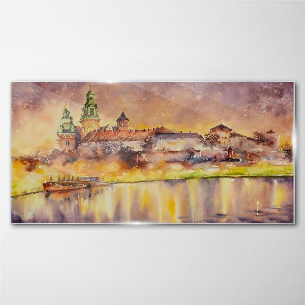 Tablou sticla Reflecții aurii pe râu