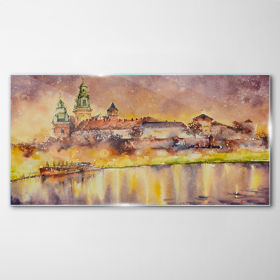 Tablou sticla Reflecții aurii pe râu