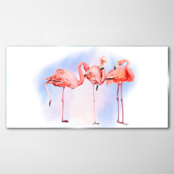 Tablou sticla Flamingo roz pe un fundal pastel