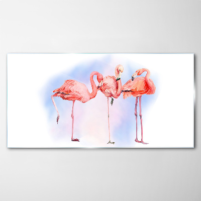 Tablou sticla Flamingo roz pe un fundal pastel