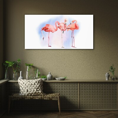Tablou sticla Flamingo roz pe un fundal pastel