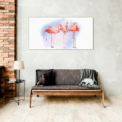 Tablou sticla Flamingo roz pe un fundal pastel