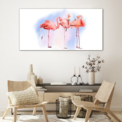 Tablou sticla Flamingo roz pe un fundal pastel
