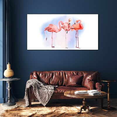 Tablou sticla Flamingo roz pe un fundal pastel