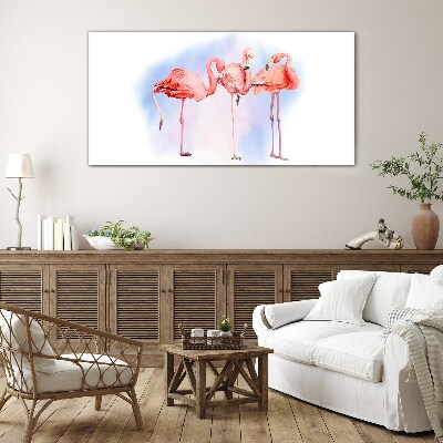 Tablou sticla Flamingo roz pe un fundal pastel