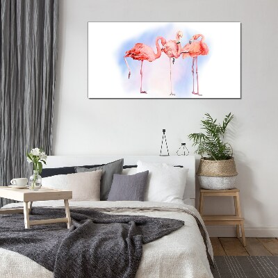 Tablou sticla Flamingo roz pe un fundal pastel