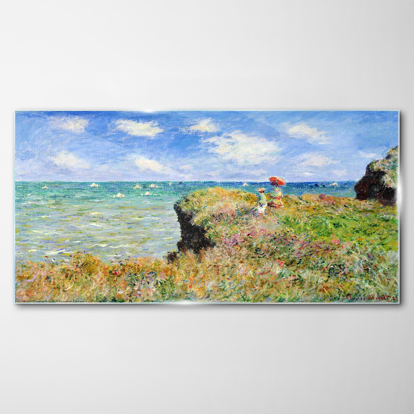 Tablou sticla Cliff Walk la Pourville Claude Monet