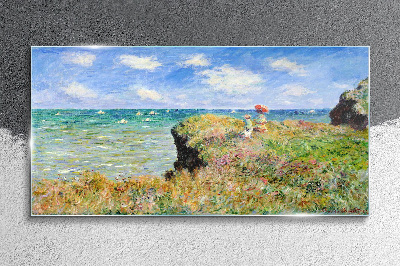 Tablou sticla Cliff Walk la Pourville Claude Monet