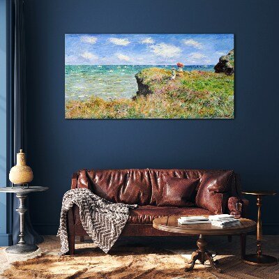 Tablou sticla Cliff Walk la Pourville Claude Monet