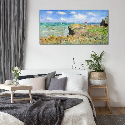 Tablou sticla Cliff Walk la Pourville Claude Monet
