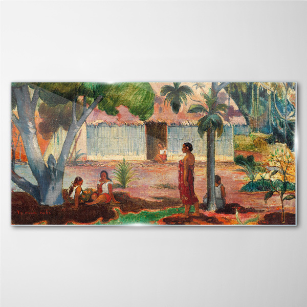 Tablou sticla Peisaj tropical cu figuri
