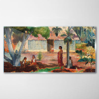 Tablou sticla Peisaj tropical cu figuri