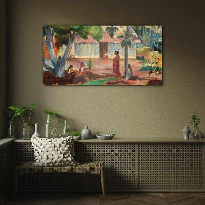 Tablou sticla Peisaj tropical cu figuri