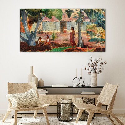 Tablou sticla Peisaj tropical cu figuri