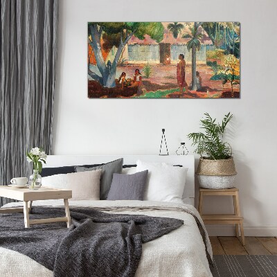 Tablou sticla Peisaj tropical cu figuri