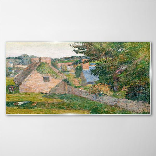 Tablou sticla Peisaj rural cu cabane