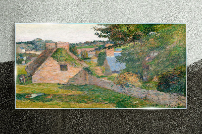 Tablou sticla Peisaj rural cu cabane