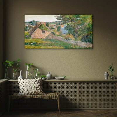 Tablou sticla Peisaj rural cu cabane