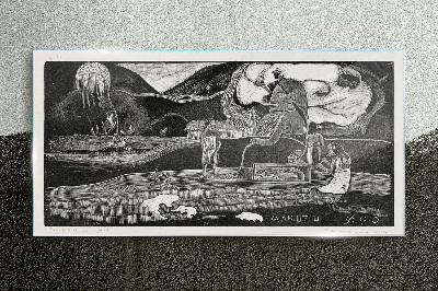 Tablou sticla Peisaj cu figură și natură