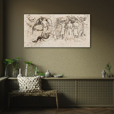 Tablou sticla Scene mitologice cu înger și animale