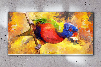 Tablou sticla Papagal colorat pe fundal de soare