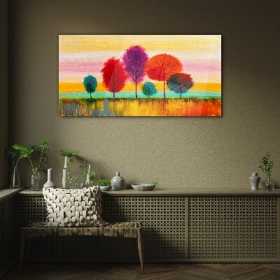 Tablou sticla Peisaj colorat cu copaci