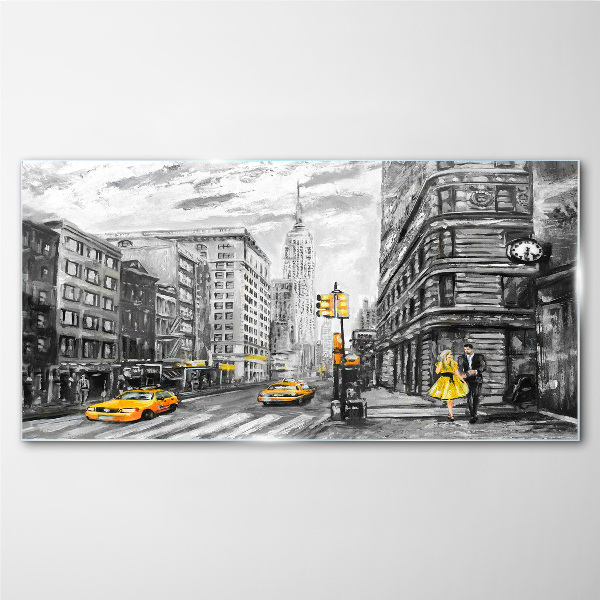 Tablou din sticla Strada din New York cu taxiuri galbene