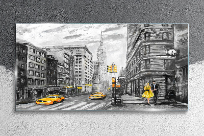 Tablou din sticla Strada din New York cu taxiuri galbene