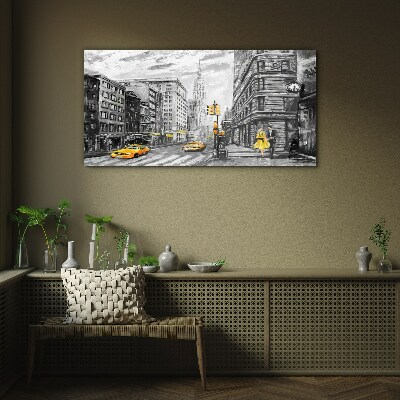 Tablou din sticla Strada din New York cu taxiuri galbene