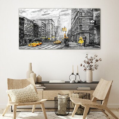 Tablou din sticla Strada din New York cu taxiuri galbene
