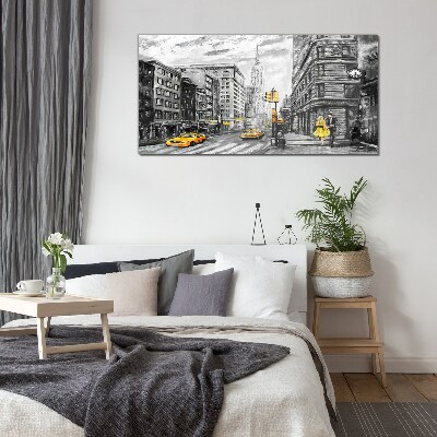 Tablou din sticla Strada din New York cu taxiuri galbene