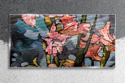 Tablou sticla Peisaj floral în nuanțe de roz