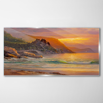 Tablou sticla Apus peste coasta muntelui