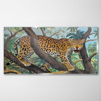 Tablou sticla Jaguar într-o pădure tropicală
