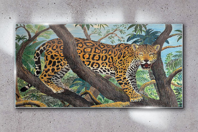Tablou sticla Jaguar într-o pădure tropicală