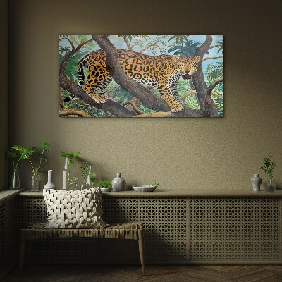 Tablou sticla Jaguar într-o pădure tropicală
