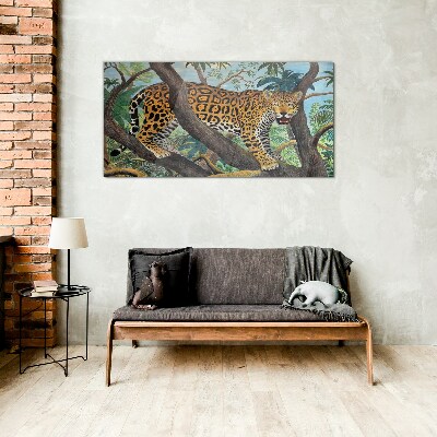 Tablou sticla Jaguar într-o pădure tropicală