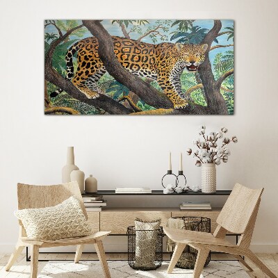 Tablou sticla Jaguar într-o pădure tropicală