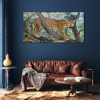 Tablou sticla Jaguar într-o pădure tropicală