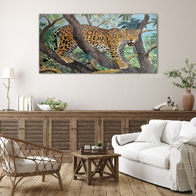 Tablou sticla Jaguar într-o pădure tropicală