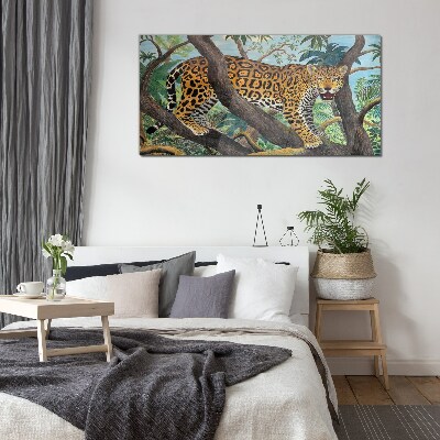 Tablou sticla Jaguar într-o pădure tropicală