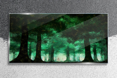 Tablou sticla Pădure verde în lumină cețoasă